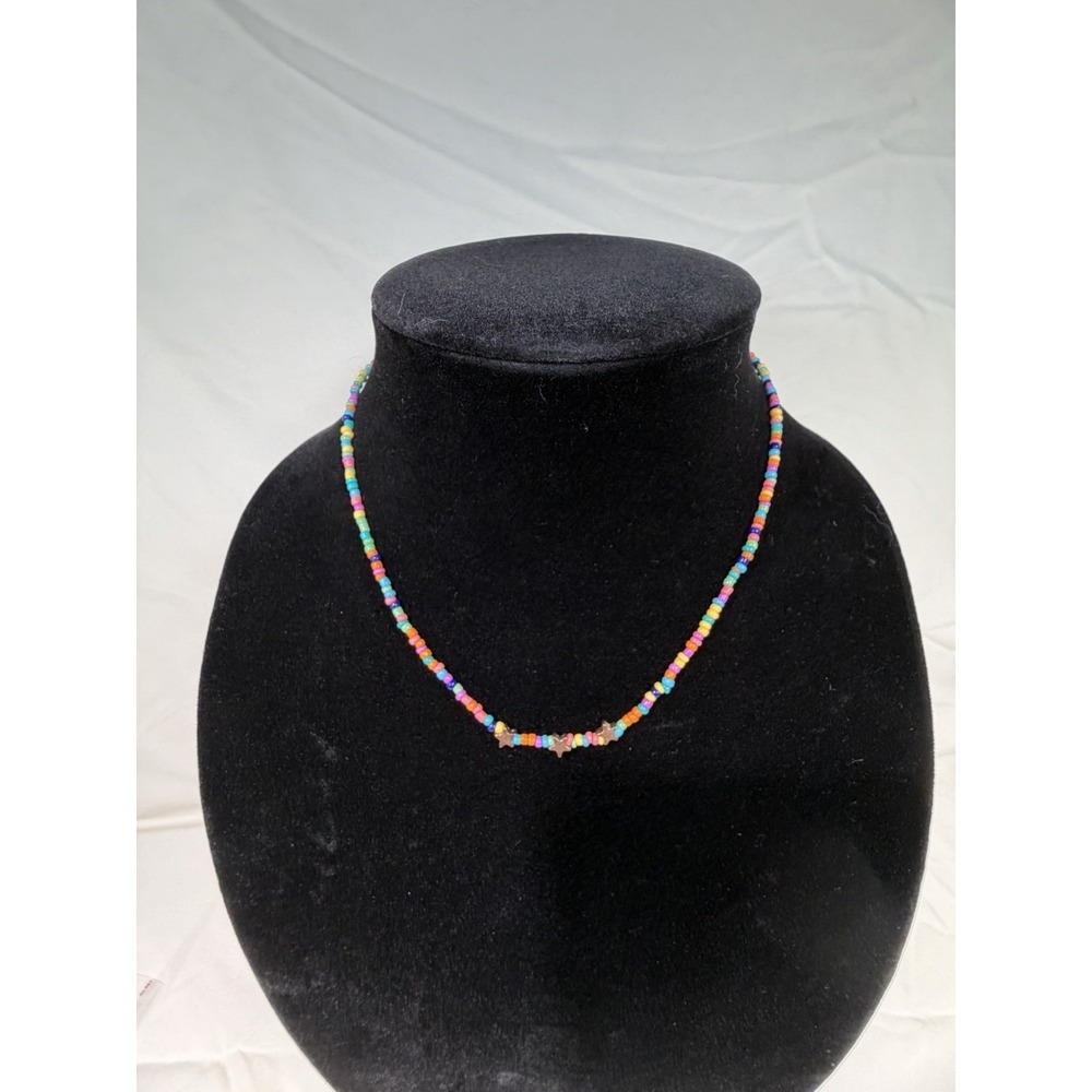 Multicolored Rainbow‎ Bead Necklace With Stars